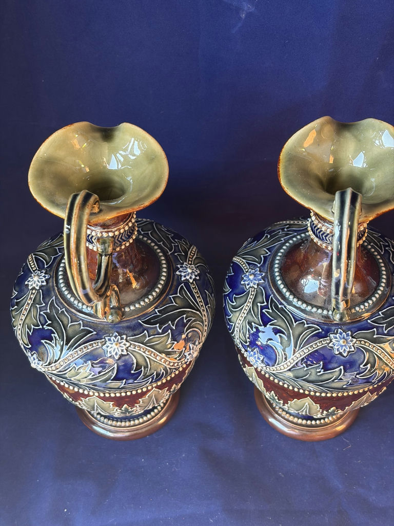 Pair of Antique Doulton Lambeth Stoneware Art Union Ewers by Emily Partington, c. 1895 - image 11 of 11