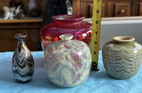 Lot of 4 Vintage Edward Roman Signed Studio Art Glass Vases Canadian Heritage - thumbnail 2 of 18
