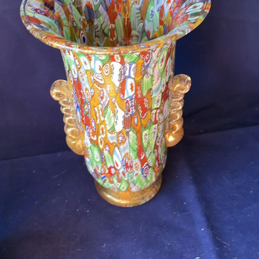 Vintage Murano Glass Trio Millefiori Gold Leaf Urn Vase Amedeo Rossetto Set Italian Art Glass - image 19 of 25