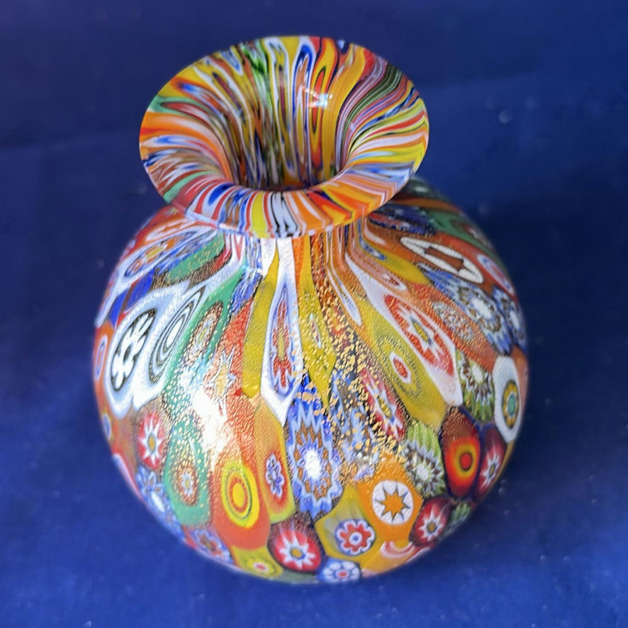 Vintage Murano Glass Trio Millefiori Gold Leaf Urn Vase Amedeo Rossetto Set Italian Art Glass - image 22 of 25