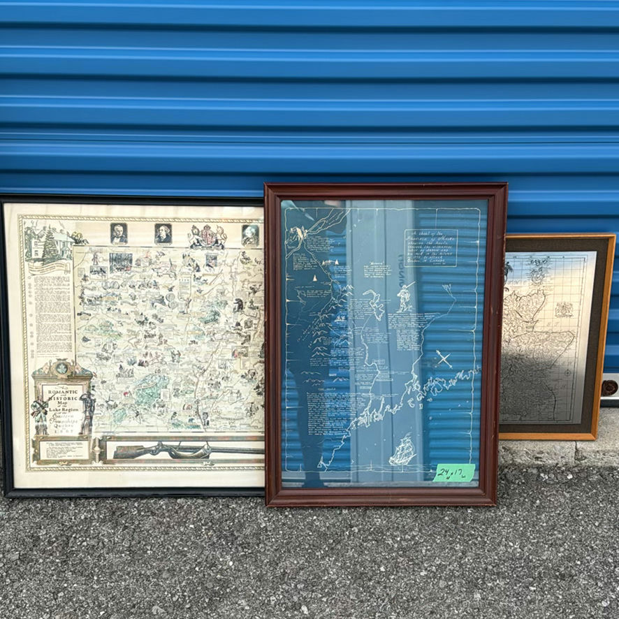3 Framed Maps - image 1 of 6