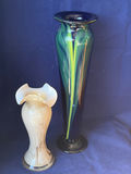 Pair of Fine Studio Art Glass Vases - Karl Schantz Style 17" Floor Vase & Murano Style 7.5" - thumbnail 1 of 14