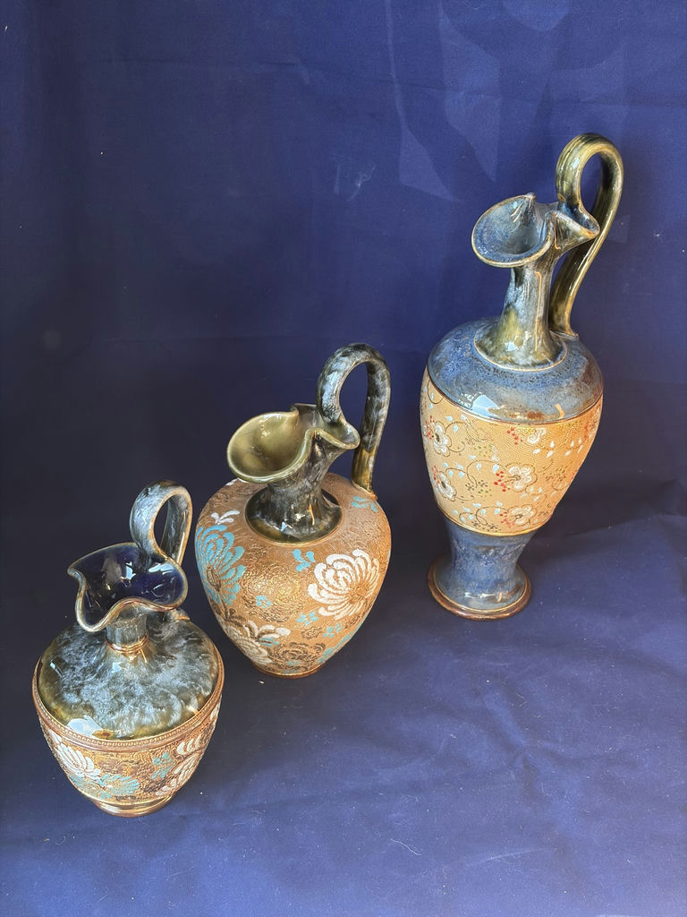 Antique Royal Doulton Lambeth Stoneware Ewer Trio c.1902 - Matched Collection - image 1 of 17