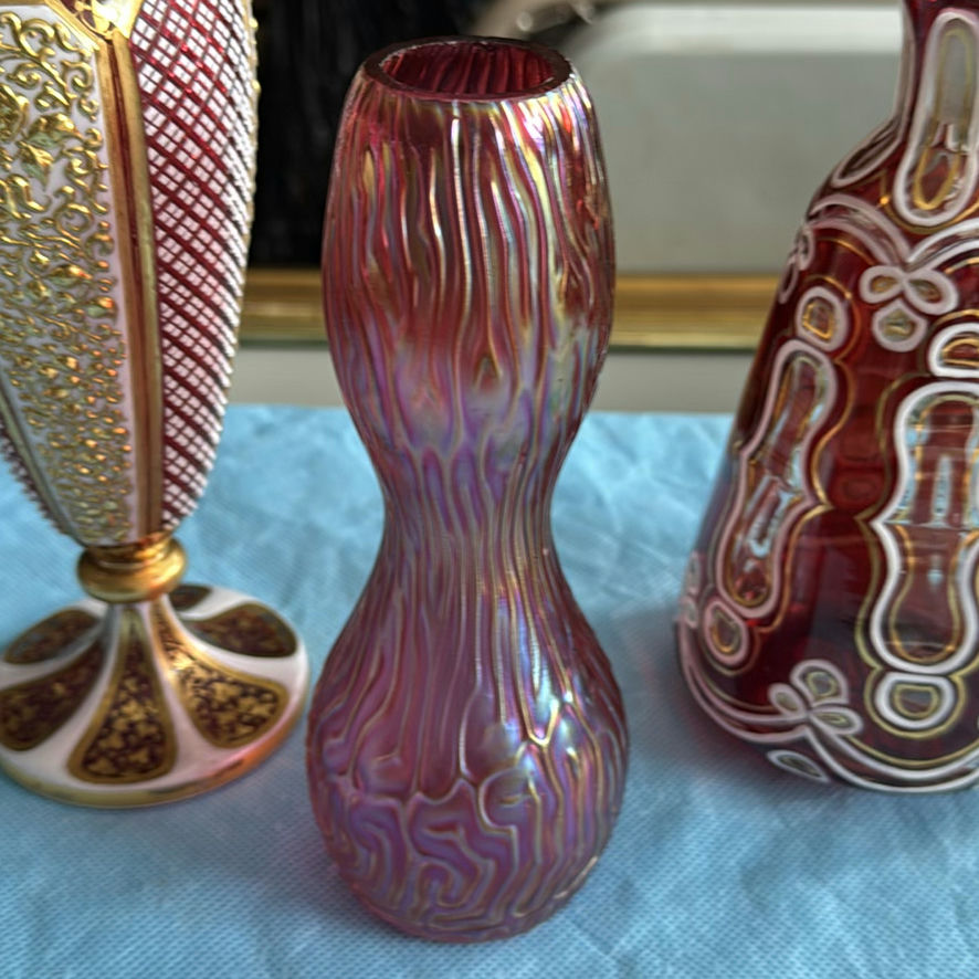 Vintage Bohemian Art Glass Collection – 5-Piece Estate Lot (Ruby, Cranberry & Cut-to-Clear) - image 11 of 22