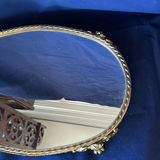 Vintage Gold Filigree Footed Oval Vanity Mirror Tray - thumbnail 3 of 5