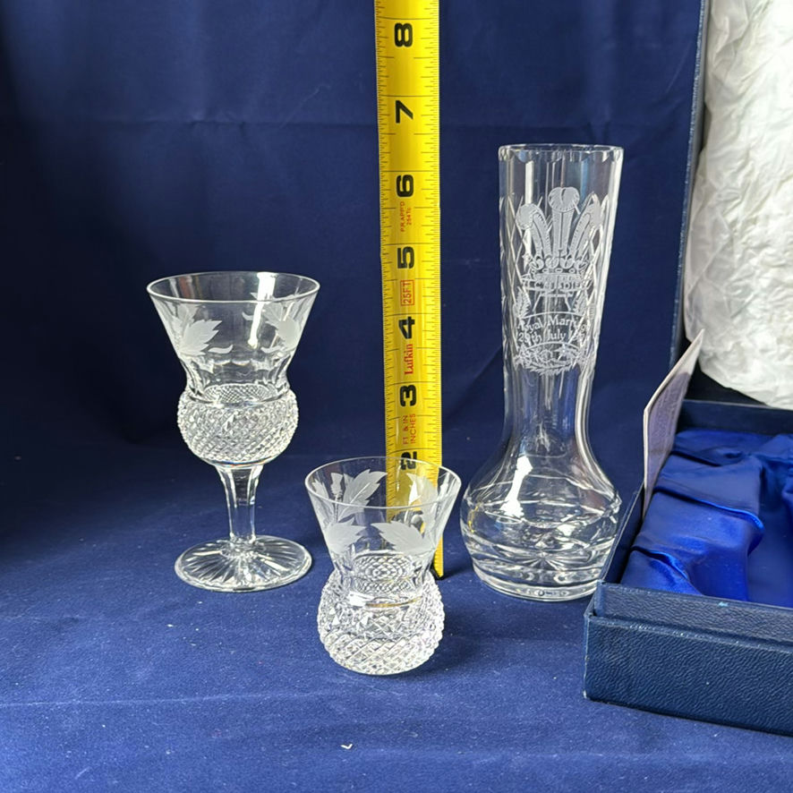 Edinburgh Crystal Commemorative Vase And 2 Glasses - image 2 of 12