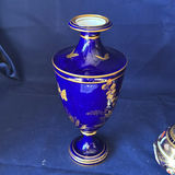 Vintage Royal Crown Derby Fine Bone China: Cobalt Blue Pedestal Vase & Traditional Imari Table Lighter with Lid - thumbnail 4 of 10