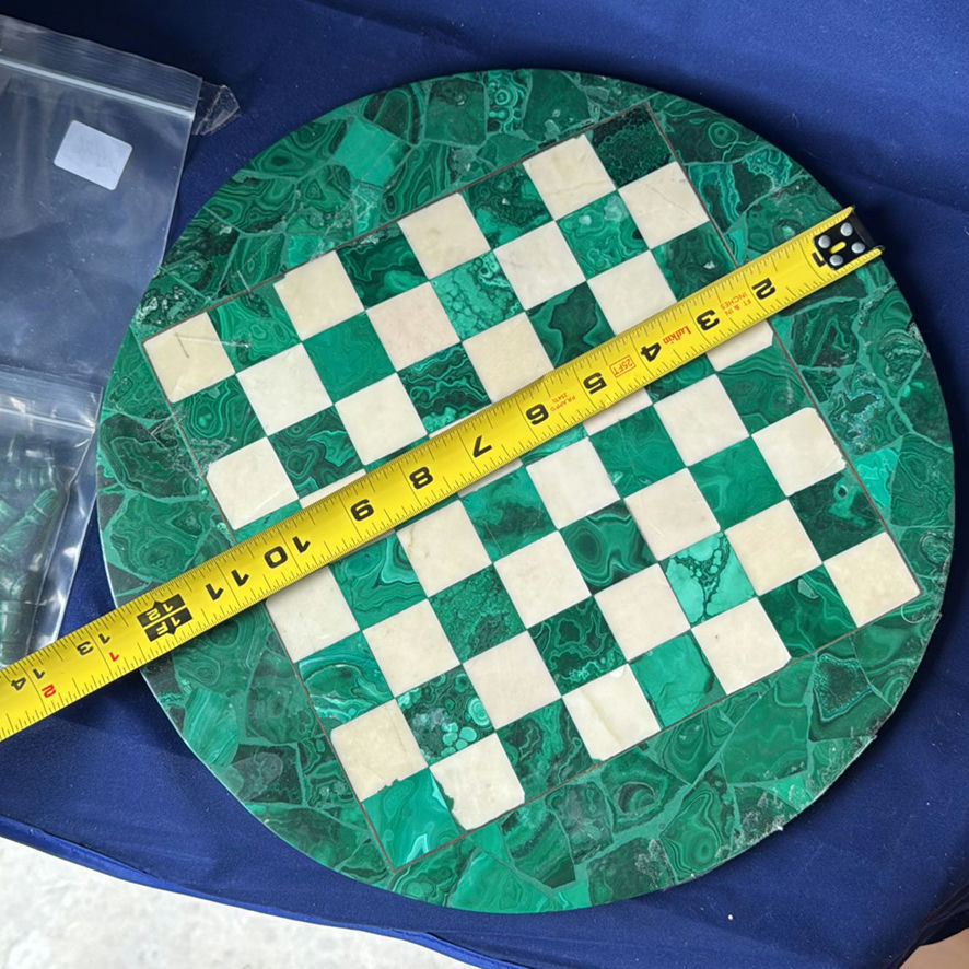 Vintage Malachite Chessboard With Original Stone Pieces - image 3 of 13