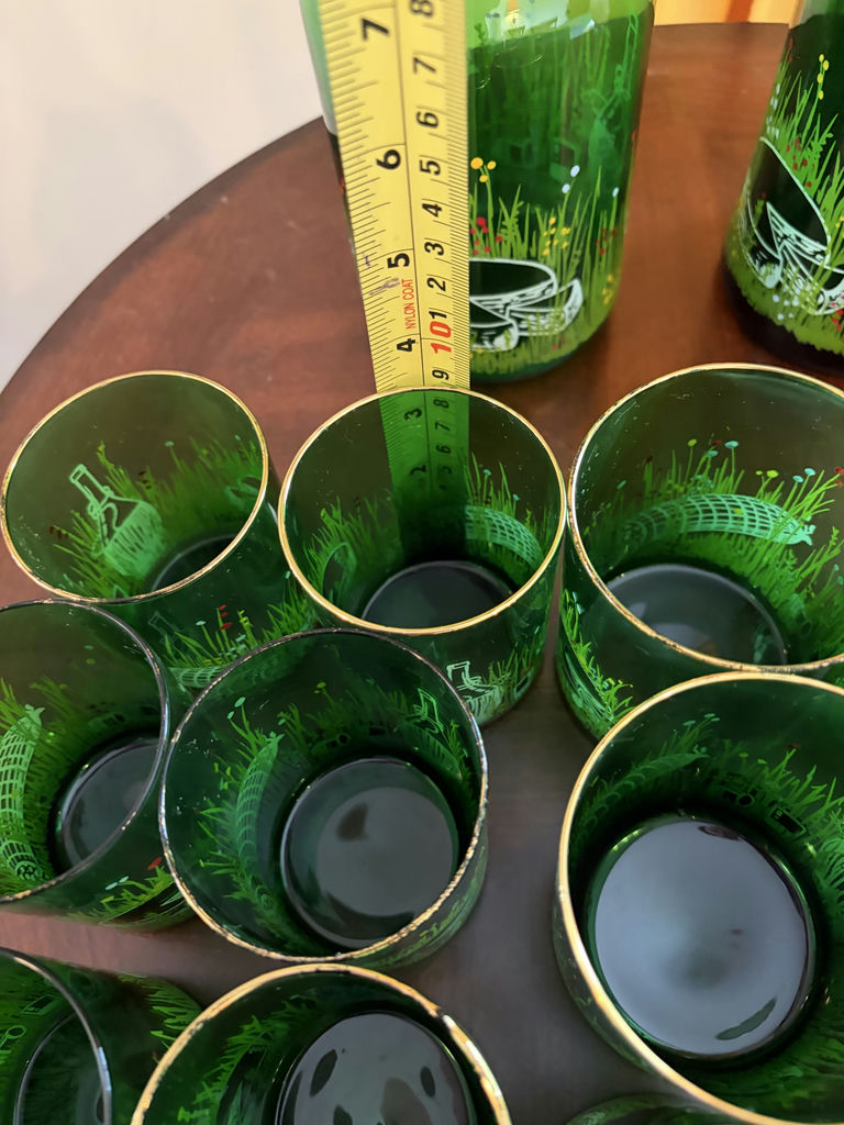 Anchor Hocking Forest Green "Wine and Cheese Picnic - image 9 of 12