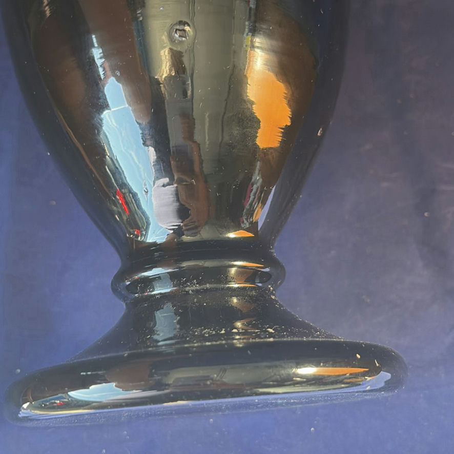 Antique 19thC Bohemian Black Amethyst Glass Vase - Matching Pattern #12, Wide Rim - image 7 of 12
