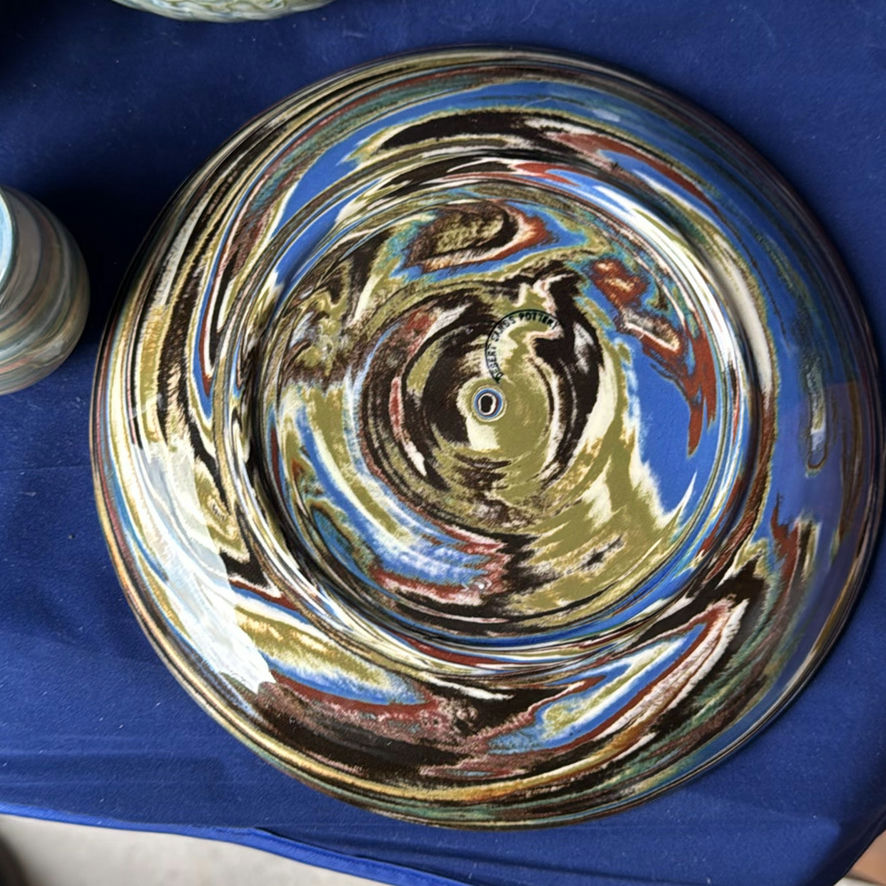 Collection of Marbled Pottery Bowls, Plate, Pitcher, and Vases - image 5 of 23
