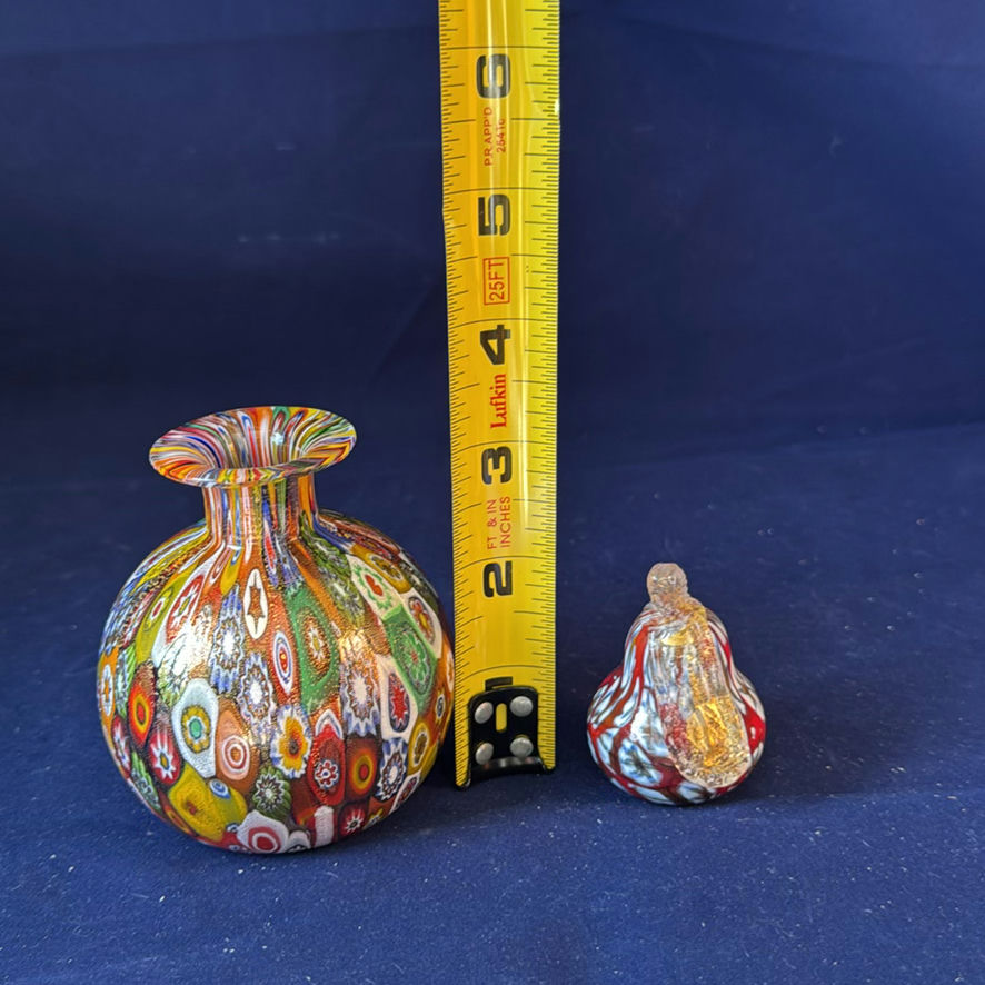 Vintage Murano Glass Trio Millefiori Gold Leaf Urn Vase Amedeo Rossetto Set Italian Art Glass - image 3 of 25