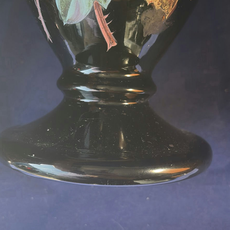 Antique 19thC Bohemian Black Amethyst Glass Vase - Matching Pattern #12, Wide Rim - image 5 of 12