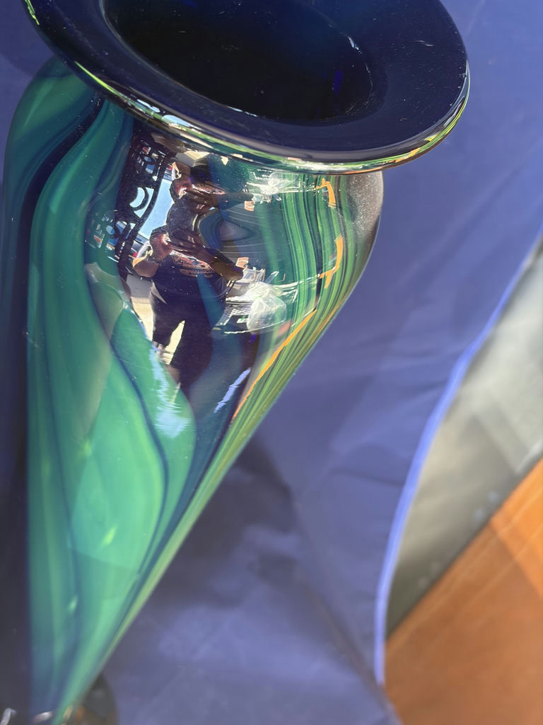 Pair of Fine Studio Art Glass Vases - Karl Schantz Style 17" Floor Vase & Murano Style 7.5" - image 9 of 14
