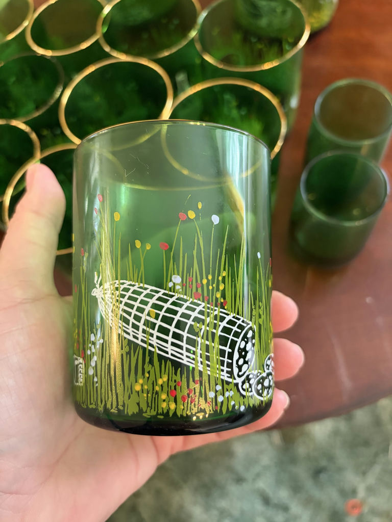 Anchor Hocking Forest Green "Wine and Cheese Picnic - image 2 of 12