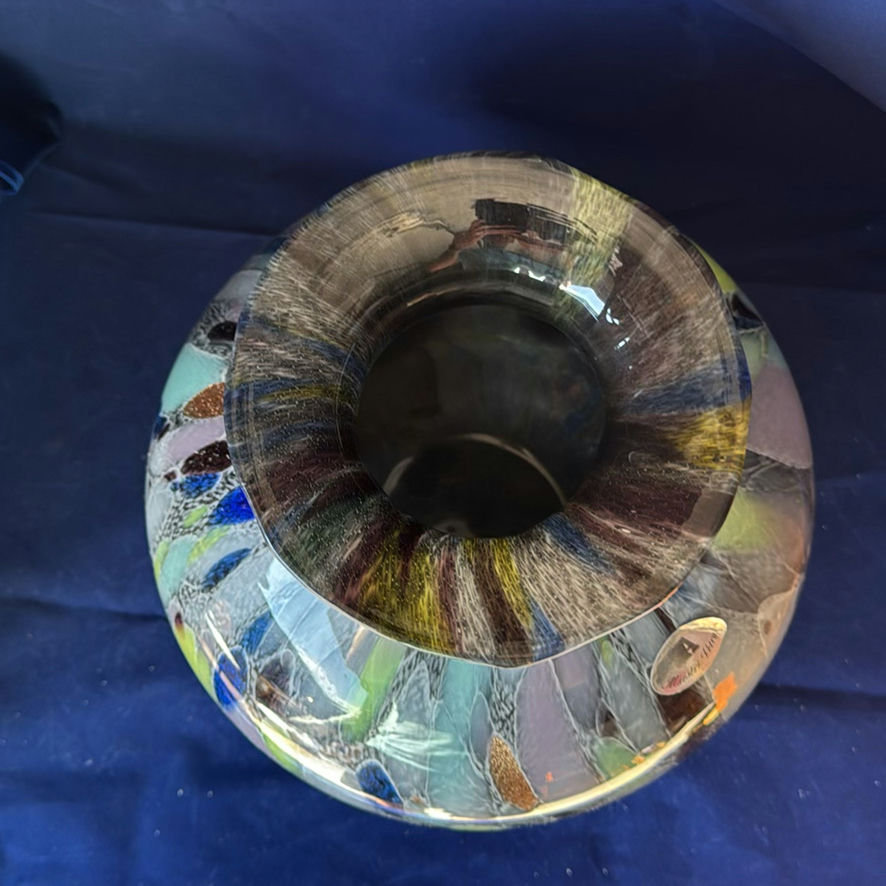 Vintage Azzurra Maestri Vetrai Murano Art Glass Vase 9" - Confetti Macchia Italy - image 4 of 5