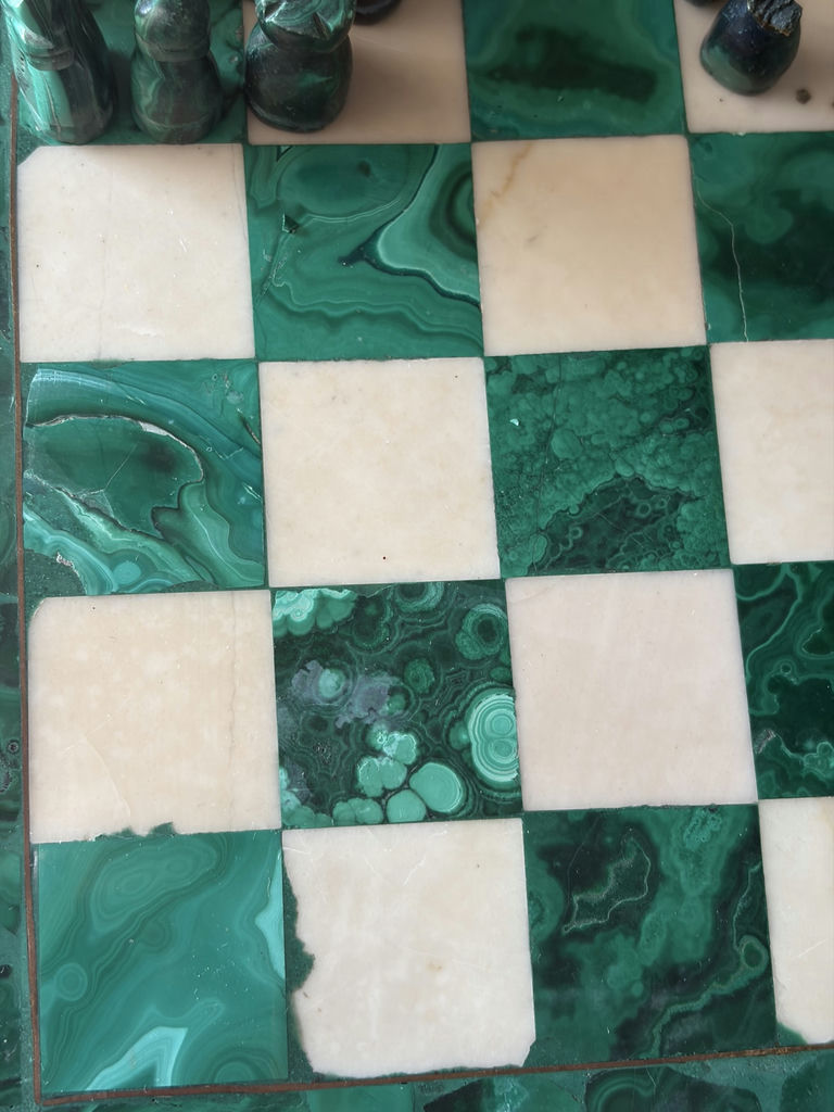 Vintage Malachite Chessboard With Original Stone Pieces - image 7 of 13