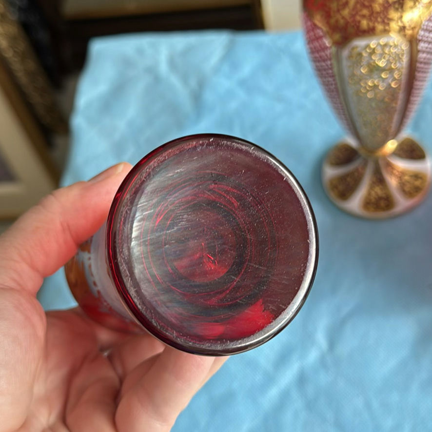 Vintage Bohemian Art Glass Collection – 5-Piece Estate Lot (Ruby, Cranberry & Cut-to-Clear) - image 6 of 22