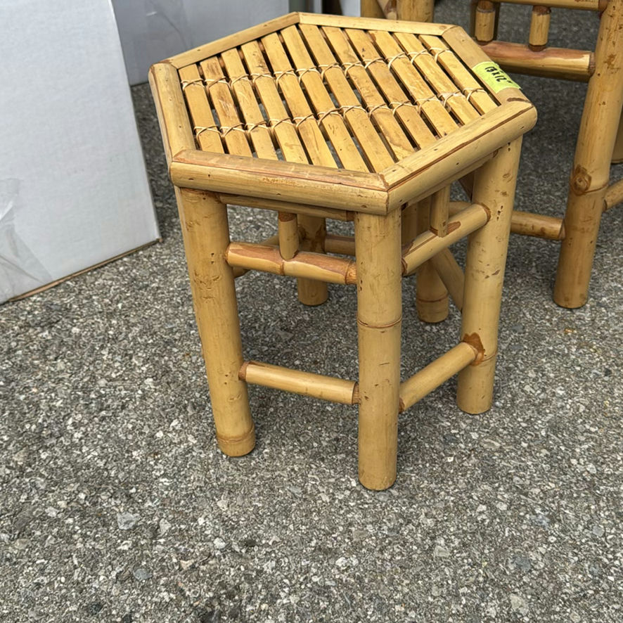 Hexagonal Bamboo Side Table and Stool - image 3 of 5