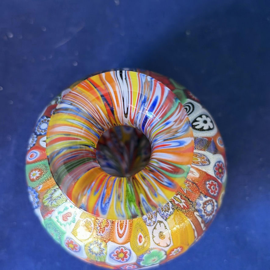 Vintage Murano Glass Trio Millefiori Gold Leaf Urn Vase Amedeo Rossetto Set Italian Art Glass - image 20 of 25