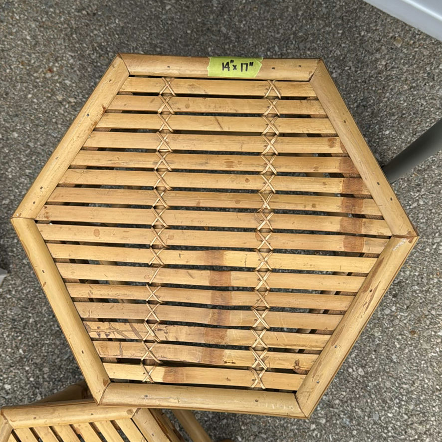 Hexagonal Bamboo Side Table and Stool - image 4 of 5
