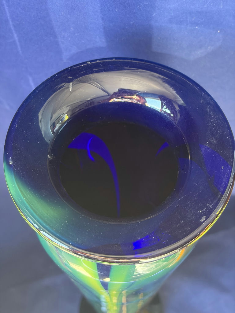 Pair of Fine Studio Art Glass Vases - Karl Schantz Style 17" Floor Vase & Murano Style 7.5" - image 6 of 14