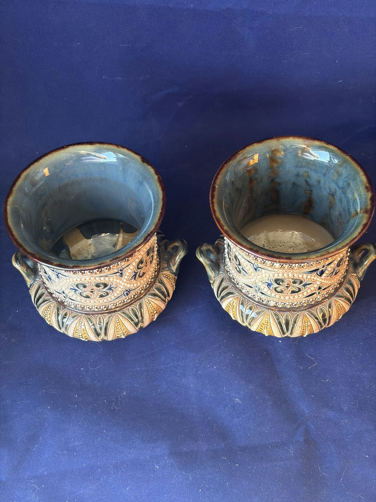Antique Pair of Doulton Lambeth Stoneware Cache-Pots / Planters (1886) - image 1 of 10