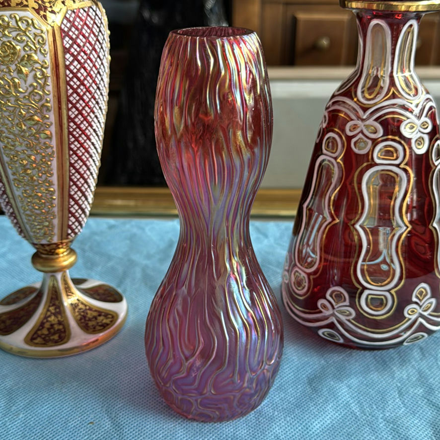 Vintage Bohemian Art Glass Collection – 5-Piece Estate Lot (Ruby, Cranberry & Cut-to-Clear) - image 12 of 22