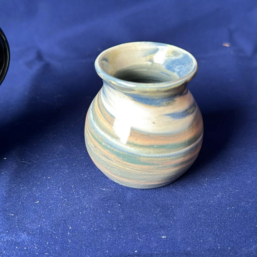Collection of Marbled Pottery Bowls, Plate, Pitcher, and Vases - image 14 of 23