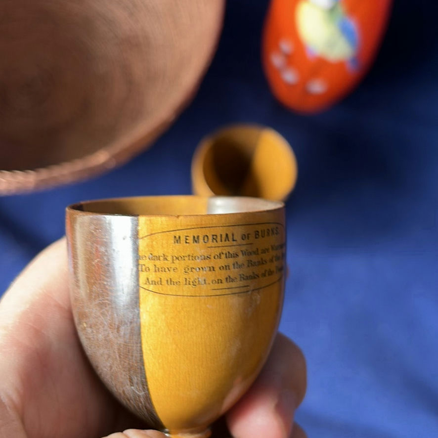Vintage Czech Tango Glass Enamel Bird Vase, Copper Bowl And Egg Cups - image 3 of 15