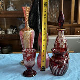 Vintage Bohemian Art Glass Collection – 5-Piece Estate Lot (Ruby, Cranberry & Cut-to-Clear) - thumbnail 2 of 22