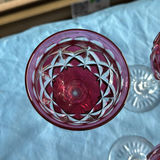 8pc Royal Doulton Ruby Red Cut to Clear Lead Crystal Wine Goblets England Signed - thumbnail 11 of 21