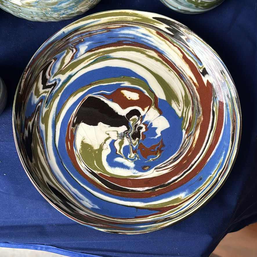Collection of Marbled Pottery Bowls, Plate, Pitcher, and Vases - image 4 of 23