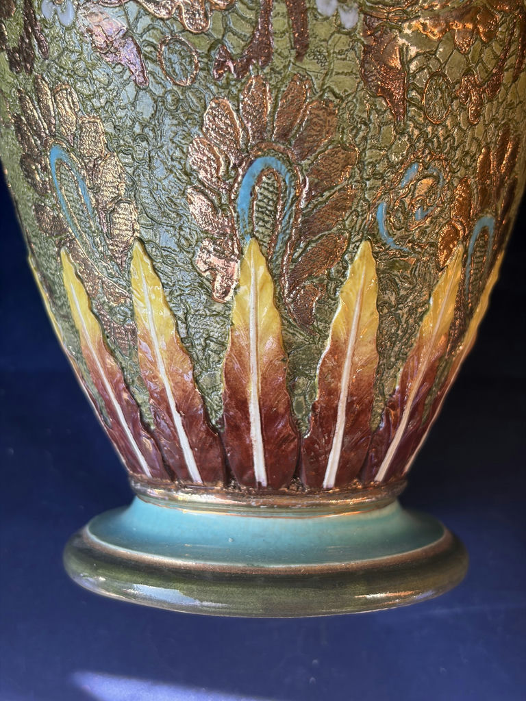 Antique Doulton Lambeth Slater’s Patent Stoneware Vase – 9" H, - image 3 of 11