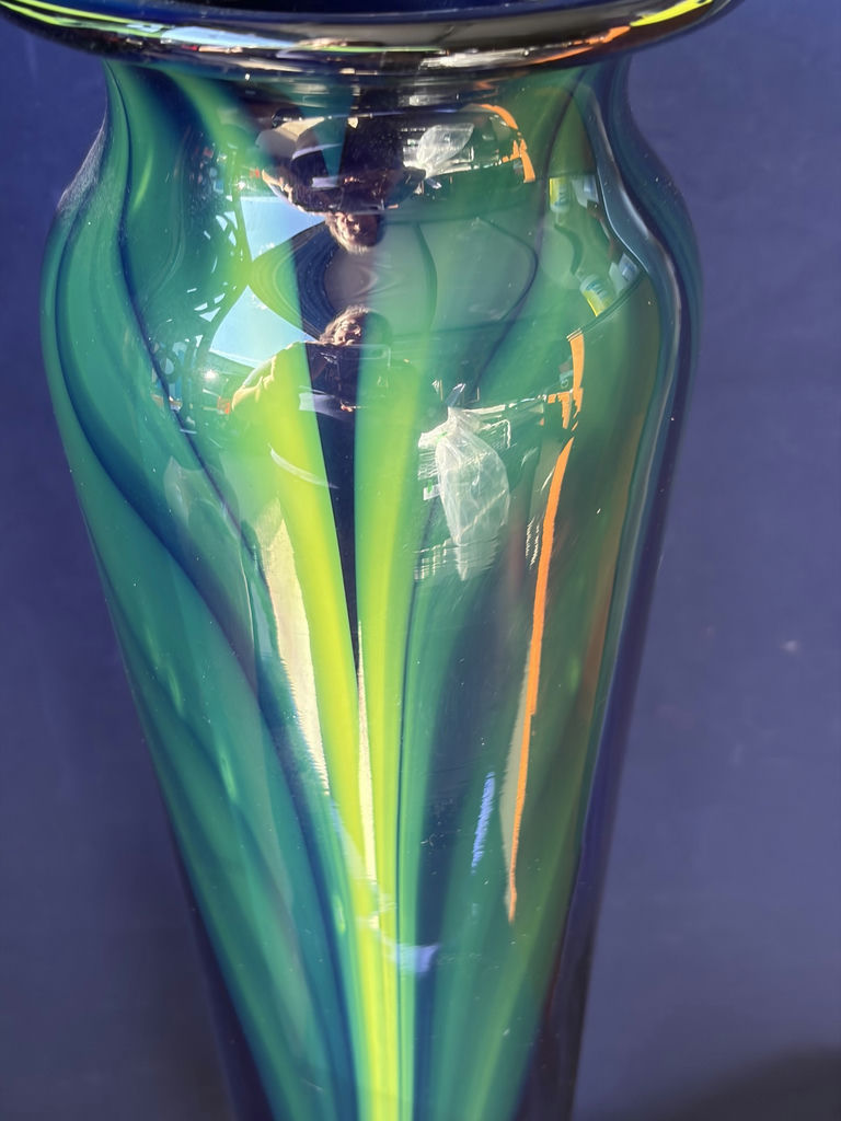 Pair of Fine Studio Art Glass Vases - Karl Schantz Style 17" Floor Vase & Murano Style 7.5" - image 7 of 14