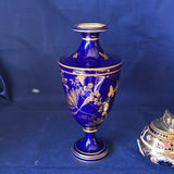 Vintage Royal Crown Derby Fine Bone China: Cobalt Blue Pedestal Vase & Traditional Imari Table Lighter with Lid - thumbnail 3 of 10