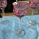 8pc Royal Doulton Ruby Red Cut to Clear Lead Crystal Wine Goblets England Signed - thumbnail 12 of 21