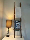 Lamp, Rustic Ladder with throw blankets and Woven Baskets. - thumbnail 2 of 4