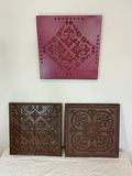 Decorative embossed metal tiles and small painted canvas artwork. - thumbnail 4 of 5