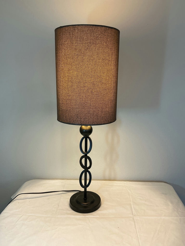 Lamp, Rustic Ladder with throw blankets and Woven Baskets. - image 3 of 4