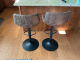 Pair of brown Faux suede swiveling bar stools. - thumbnail 2 of 5