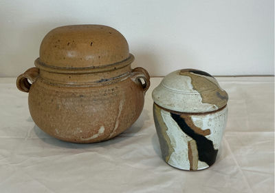 Set of two Earthtone Pottery containers. - Image 1 of 7