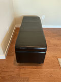 Dark Brown Faux Leather Storage Ottoman - thumbnail 3 of 5