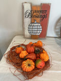 Copper metal pumpkins and autumn harvest decor. - thumbnail 4 of 5