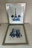 Pair of blue watercolor Paris landmark prints. - thumbnail 1 of 5