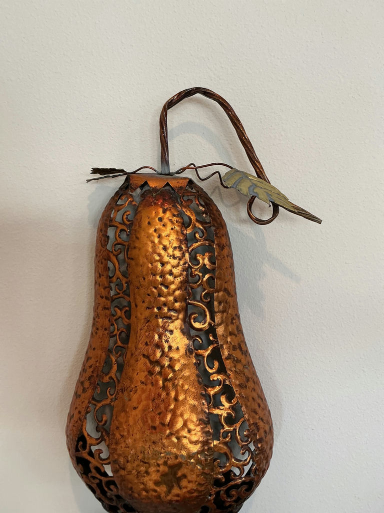 Copper metal pumpkins and autumn harvest decor. - image 2 of 5