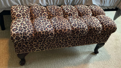 Leopard Print Tufted Storage Ottoman - Image 1 of 4