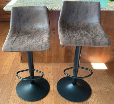 Pair of brown Faux suede swiveling bar stools. - Image 1 of 5