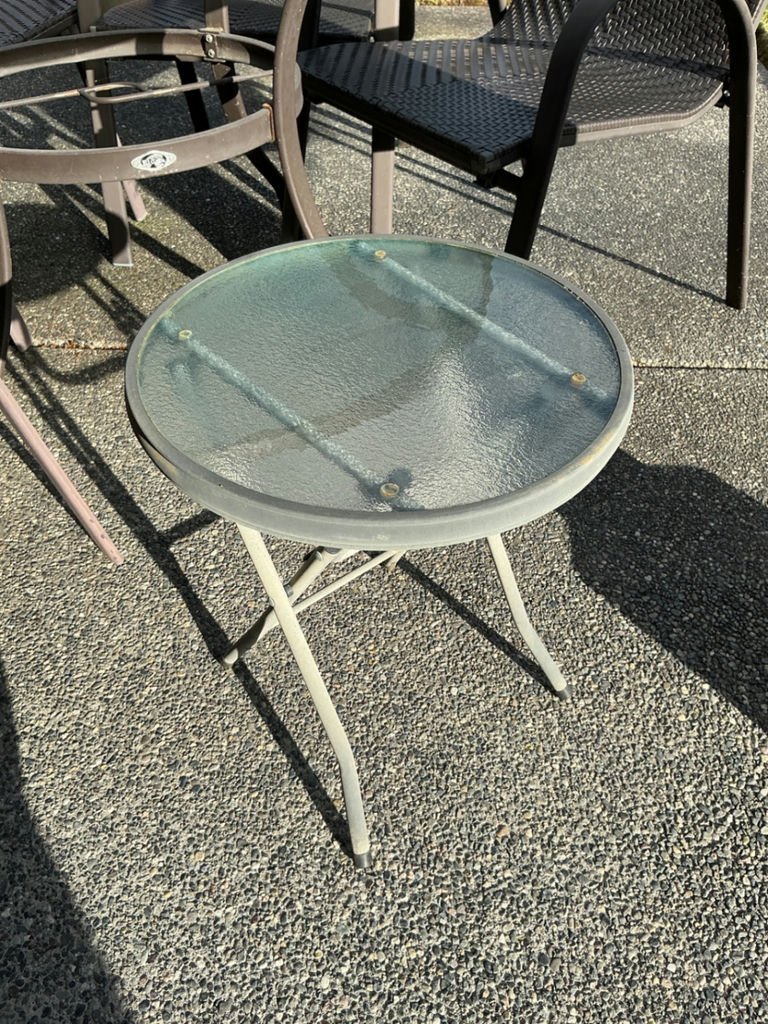Round Glass-Top Outdoor Dining Table with Four Woven Chairs and Two Side Tables - image 3 of 4