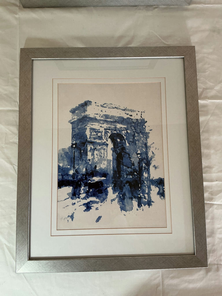 Pair of blue watercolor Paris landmark prints. - image 2 of 5